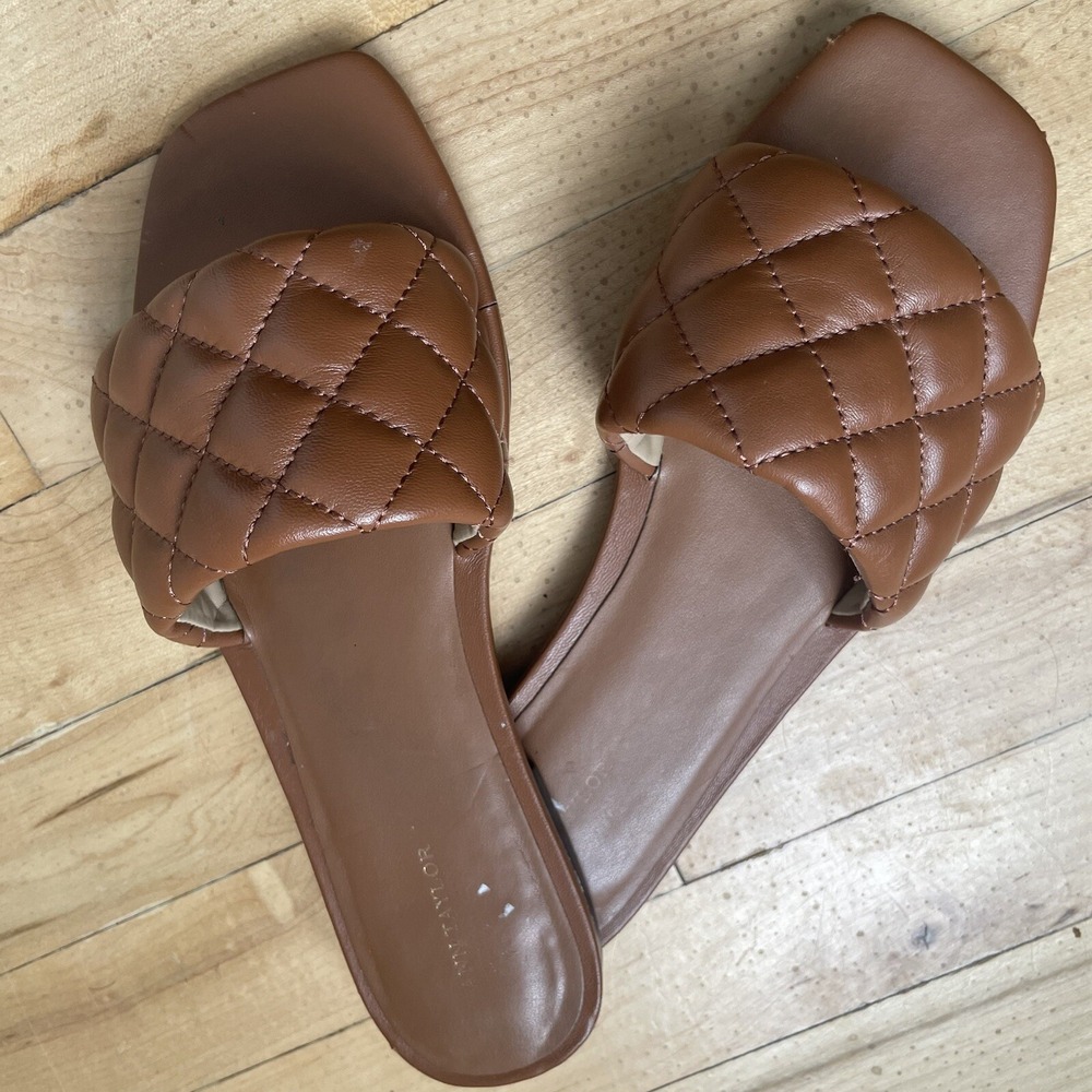 Ann Taylor‎ Womens Leather Sandals Tan / Brown Size 7 Slip Ons